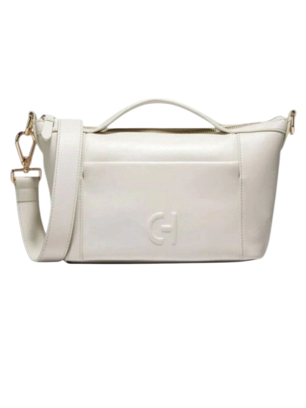 NWT Cole Haan Leather Grand Ambition Small Duffle Shoulder Bag Silver Birch